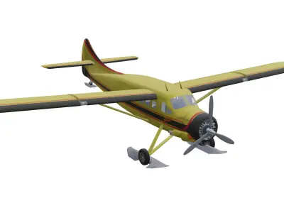 DE Havilland Canada Dhc-3 Otter With Skis Low-poly 3D model