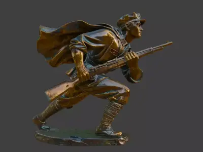 Military sculpture warrior  military battle war hero  soldier 3D print model 9
