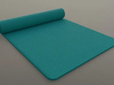 PBR Yoga Mat - Tiffany Blue Low-poly 3D model