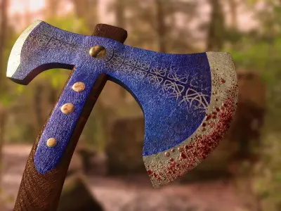 Viking Axe 3D model 11