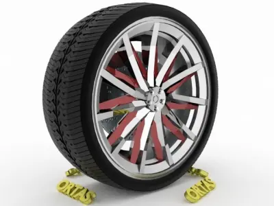 ORTAS CAR WHEEL RIM 104 GAME READY WHEEL RIM TIRE 3D model