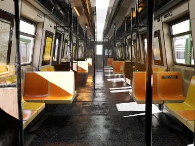 NYC Subway Car and Station PBR Low-poly 3D model