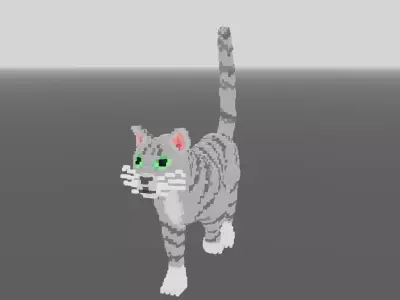 Voxelized Animated Cat Free low-poly 3D model