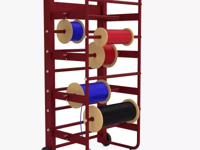 Industrial Wire Roll Trolley 3D model purchase