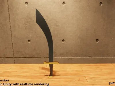 Scimitar - Lowpoly Textured and Colorbased sword Low-poly 3D model