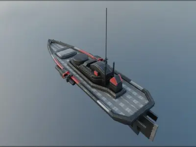 Torpedo Drone Warship Low-poly 3D model