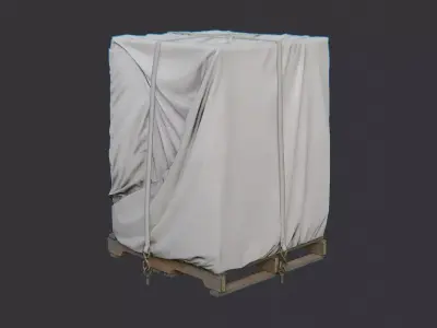 Tarped Industrial Crate on Wood Pallet Low-poly 3D model