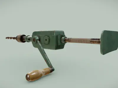 Vintage Peugeot Handdrill Low-poly 3D model