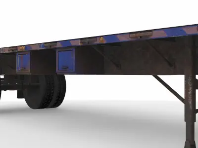 flatbed trailer 02 3D model