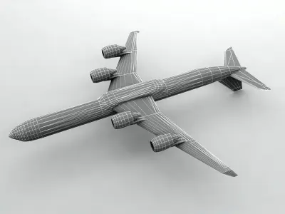 Airbus A340-600 - Virgin Atlantic Low-poly 3D model