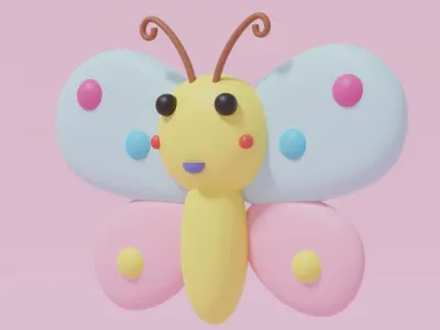 Cartoon Cute Butterfly 2 3D model