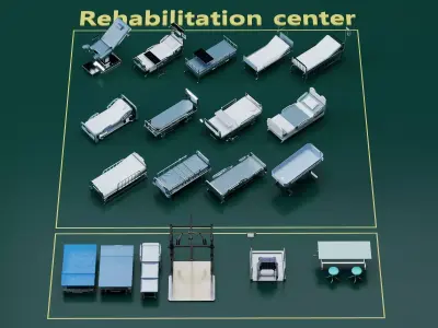 Rehabilitation Center Therapy Equipment Pack PBR Game Ready Low-poly 3D model purchase