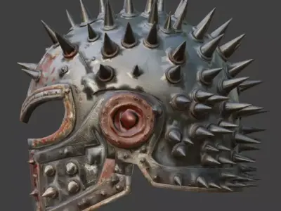 Wasteland Gladiator Spike Helmet 3D Model Low-poly 3D model