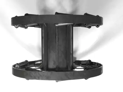 Panjandrum wheel with two wheels Low-poly 3D model
