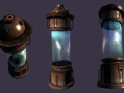 Science Fiction Incubator or Stasis Pod Low-poly 3D model