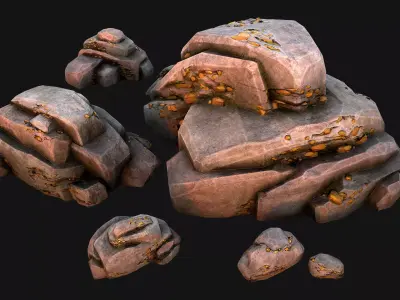 Golden Ore Nugget Gold Mine Mineral Low-poly 3D model