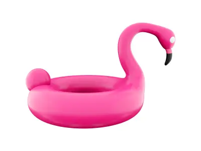 3d pink inflatable flamingo swimming pool ring 3D model