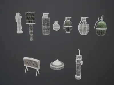 GRENADE BUNDLE - 10 ASSETS Ready for Download Low-poly 3D model