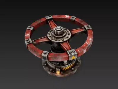 Industrial Sci-Fi Valve Wheel Control - PBR Low Poly Game Ready Low-poly 3D model