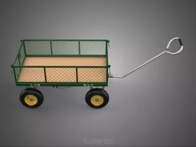 STEEL MESH TRAY GARDEN WHEELBARROW DUMP WAGON CART TROLLEY CARGO 3D model