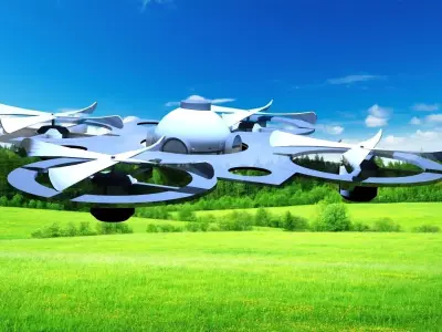 Dron 1 quadcopter flying in field Low-poly 3D model