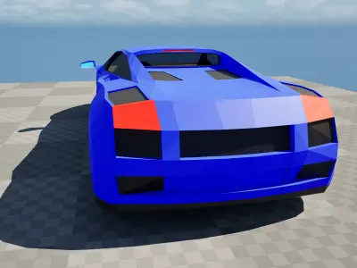 Sport Car Low-Poly 3D Model with interior Free low-poly 3D model