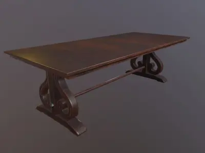 Table Game Ready Low poly 3D Model ornate Low-poly 3D model