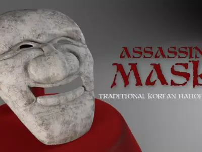  Assassin Mask  Traditional Korean Hahoe Mask Low-poly 3D model