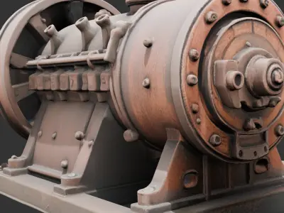 Deserted Industrial Generator Low-poly 3D model