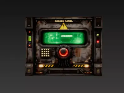 Sci-Fi Industrial Access Control Panel - PBR Low Poly Game Ready Low-poly 3D model