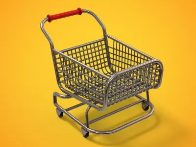 Stylized Shopping Cart Low-poly 3D model
