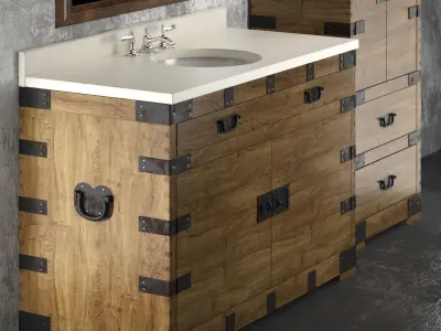 HEIRLOOM SILVER a washbasin and cupboard Restoration Hardware 3D model