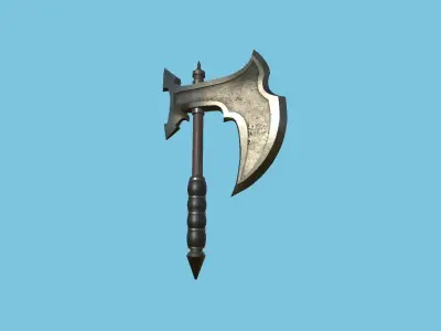 Medieval Battle Axe 05 Black Dark - Fantasy Weaponry Low-poly 3D model