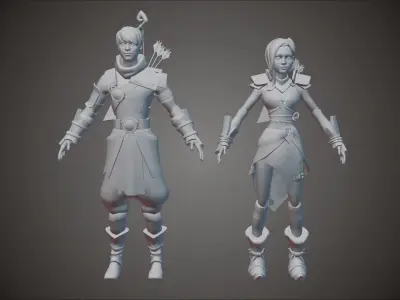 Fight master character Low-poly 3D model