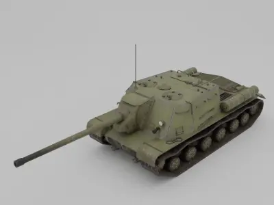 ISU-122 Tank Destroyer Low-poly 3D model