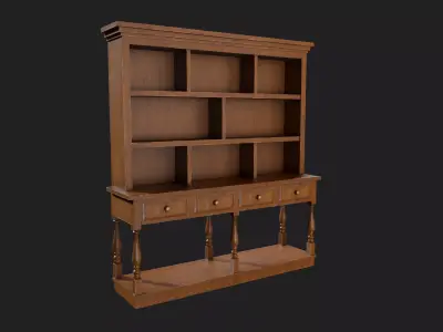 Vintage Wooden Shelf with Drawers Low-poly 3D model