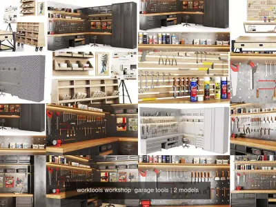 worktools workshop  garage tools 3D Model Pack
