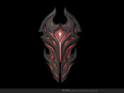 Stylized Dark Fantasy Demonic Shield 3D Model - AI Low-poly 3D model