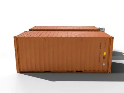 20ft Cargo Container Orange Low-poly 3D model