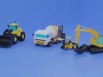 Constraction Machines Game Asset Low-poly 3D model