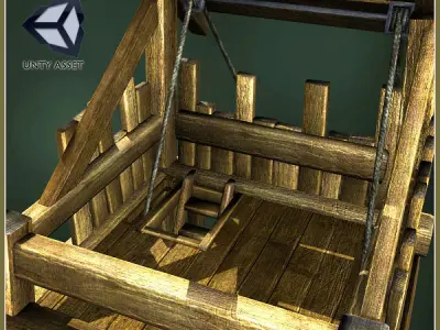 Animated Medieval Siege Tower Low-poly 3D model