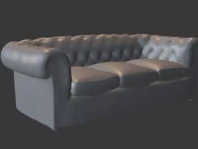 Vintage Chesterfield Leather Couch 3D model