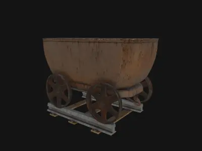 Mine Wagon and Rail Low-poly 3D model