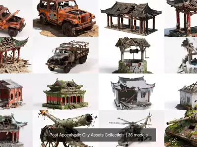Post Apocalyptic City Assets Collection  3D Model Pack