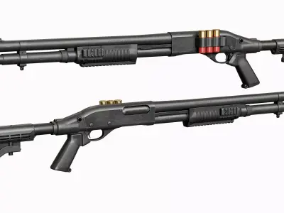 Remington 870 Shotgun Assault Modular Tactical Low-poly 3D model