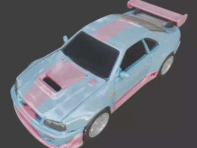 Modern Racing Go Kart 3D Model V02 Low-poly 3D model