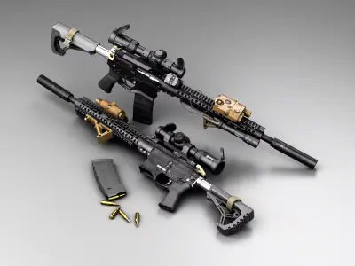 Custom Modular Assault Rifle AR-15  Low-poly 3D model