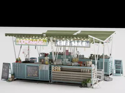 Outdoor Market Dessert Stall  Low-poly 3D model