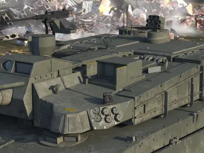 K2 Black Panther Tank Dirty Rigged 3D model