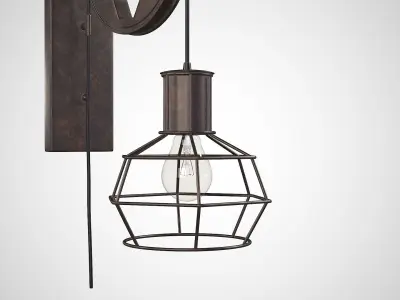 Industrial lamp with wheel 3D model